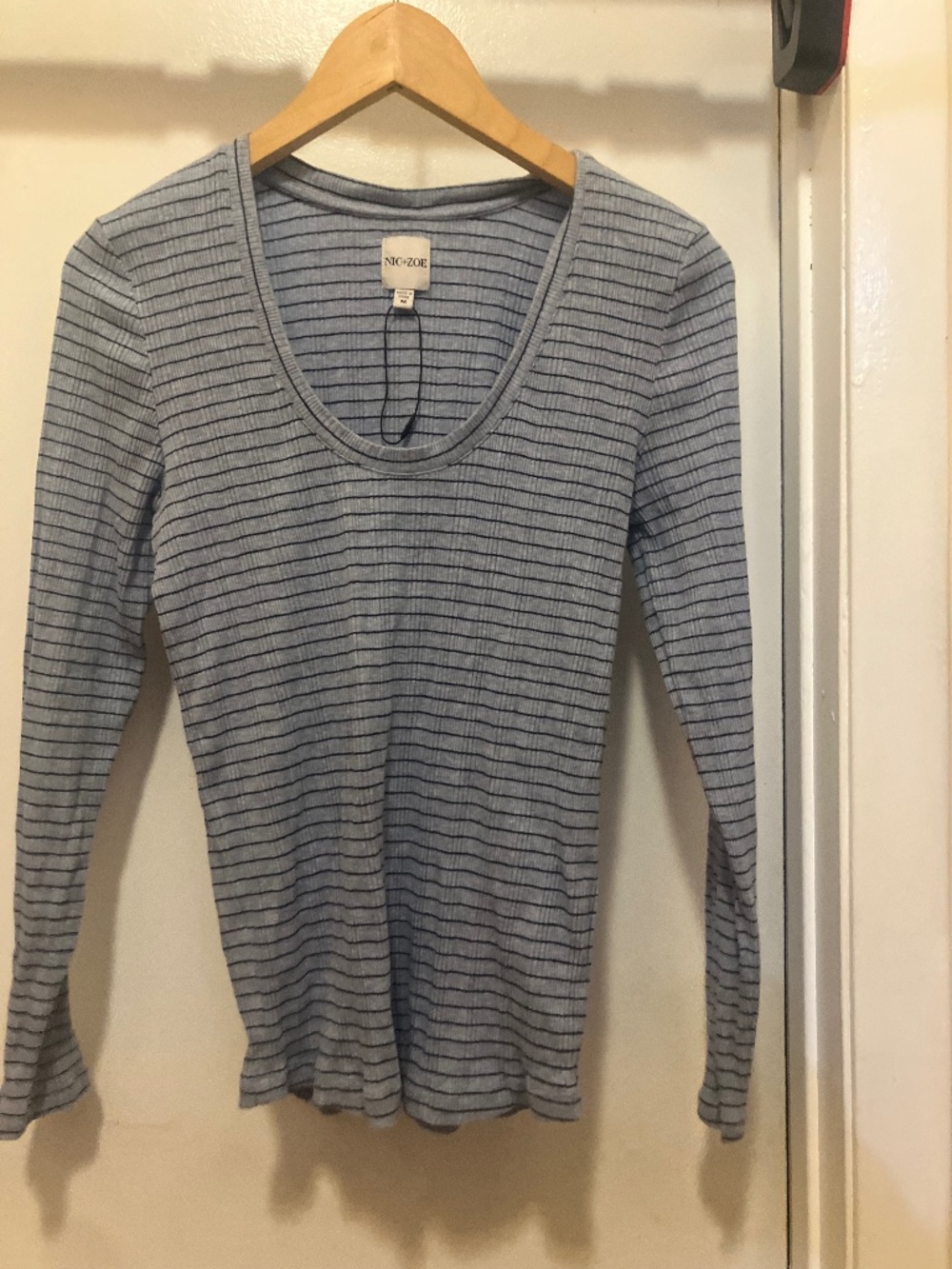 Blue and Black Striped Top